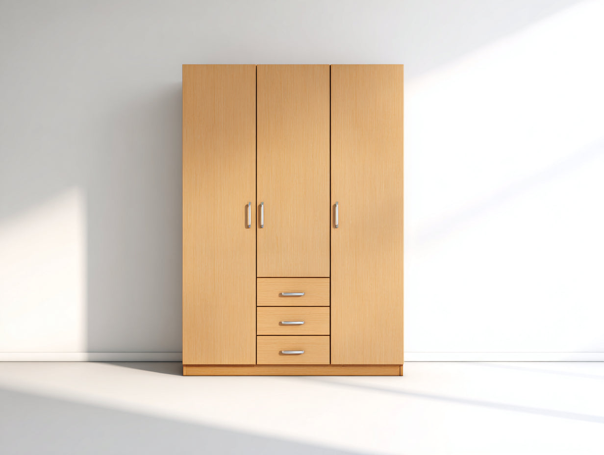 Armadio-Legno ingegnerizzato-130x55x196 cm-Frassino chiaro-Stile moderno