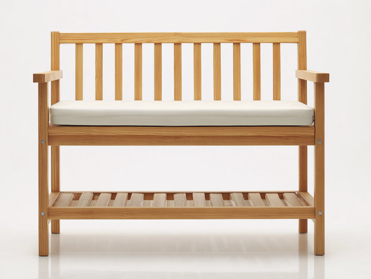 Panche da giardino - Legno-Tessuto - 128x55x92 cm - Naturale-Beige - Classico