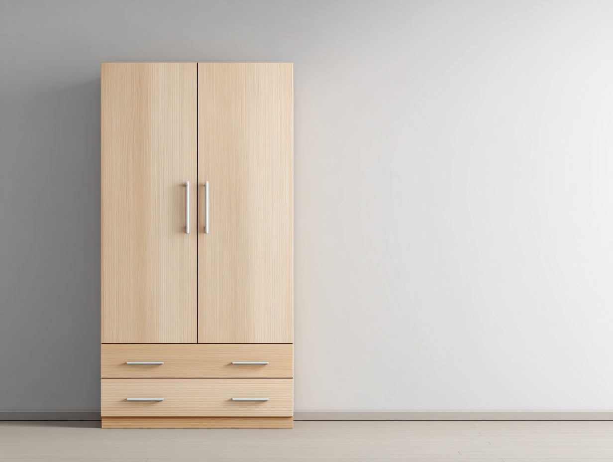 Armadio-Legno ingegnerizzato-96x53x194 cm-Rovere chiaro-Stile minimalista