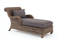 Lettino prendisole - Rattan-Tessuto - 185x72x86 cm - Marrone-Grigio scuro - Classico