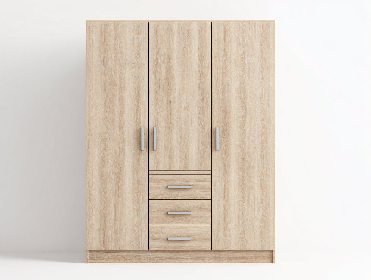 Armadio-Legno ingegnerizzato-150x58x204 cm-Rovere sbiancato-Stile contemporaneo