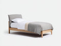 Letto singolo - Legno-Tessuto - 205x97x96 cm - Rovere naturale-Grigio chiaro - Stile contemporaneo