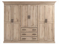 Armadio-Legno massello-228x65x222 cm-Rovere sbiancato-Stile rustico