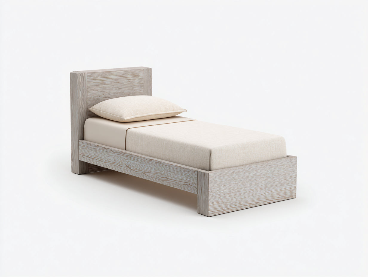 Letto singolo - Legno - 209x98x104 cm - Rovere grigio chiaro - Stile minimalista