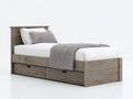Letto singolo - Legno - 218x107x101 cm - Grigio rovere - Rustico