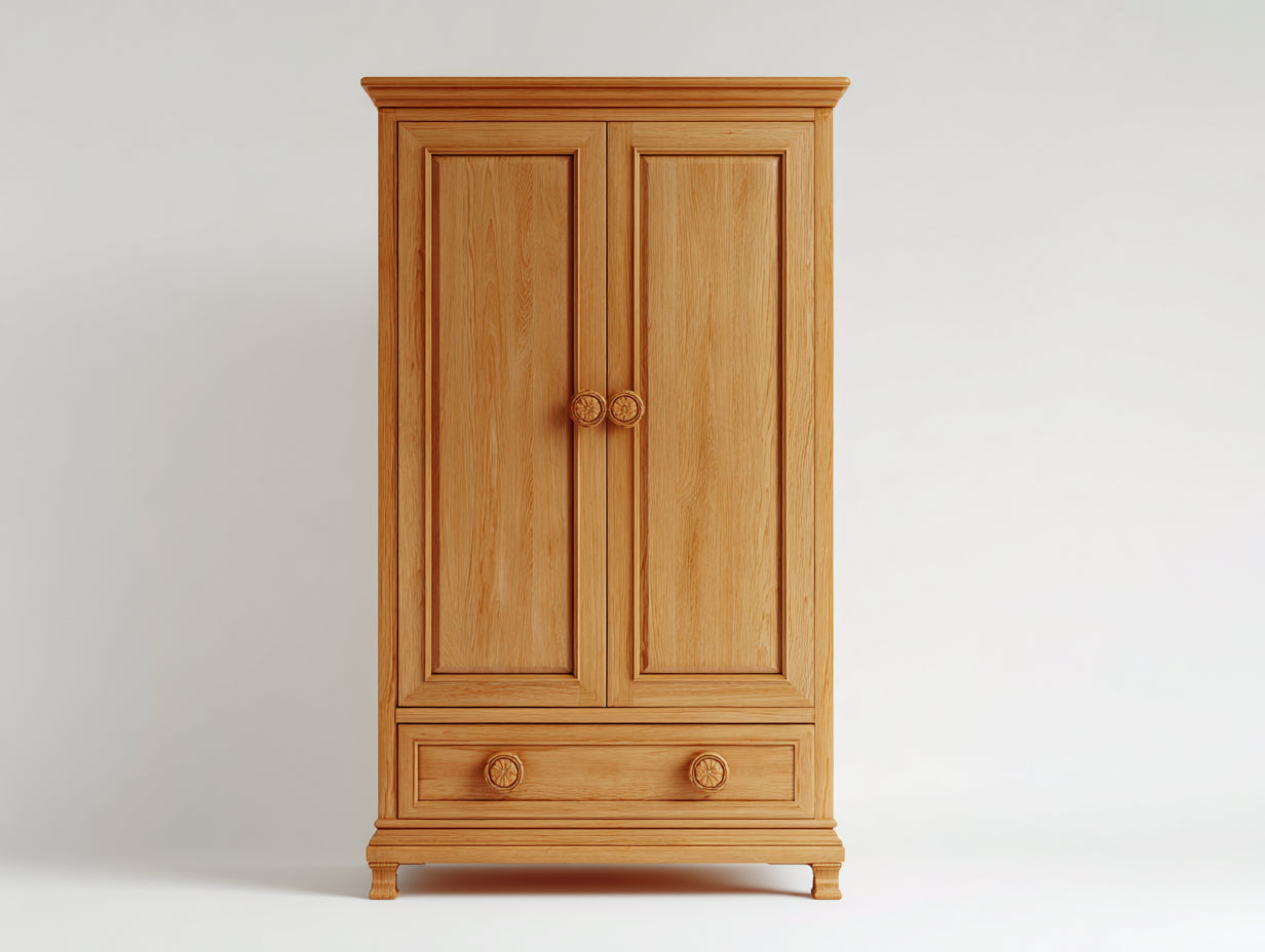 Armadio-Legno massello-104x55x186 cm-Rovere ambrato-Stile classico