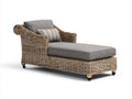 Lettino prendisole - Rattan-Tessuto - 184x72x86 cm - Naturale-Grigio tortora - Vintage