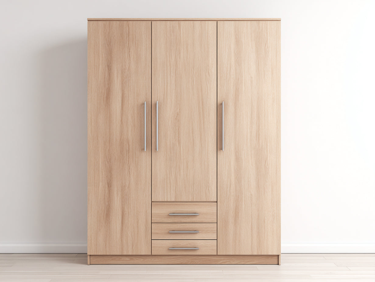 Armadio-Legno ingegnerizzato-152x58x202 cm-Rovere sabbia-Stile moderno