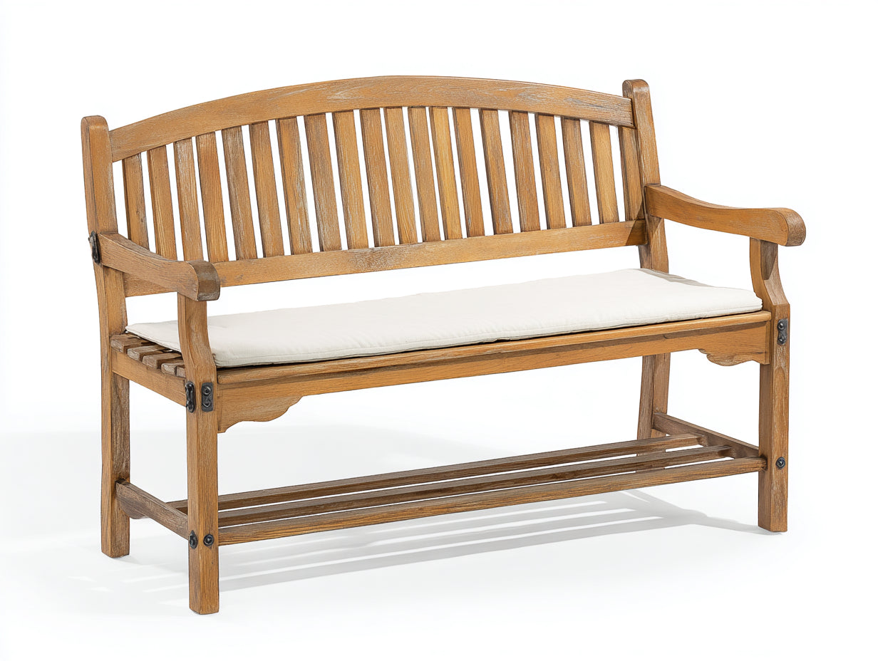 Panche da giardino - Legno-Tessuto - 148x56x88 cm - Rovere antico-Crema - Vintage