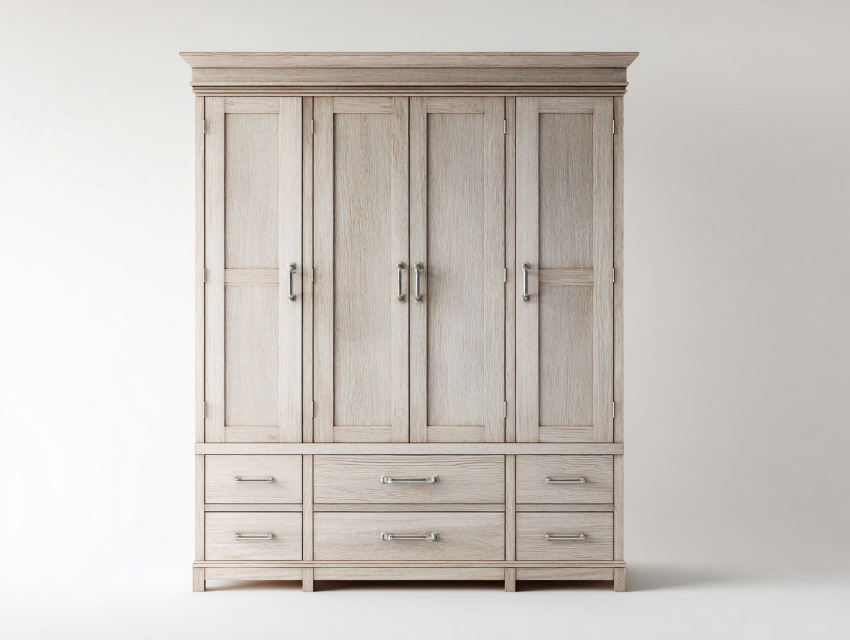 Armadio-Legno ingegnerizzato-190x61x226 cm-Rovere chiaro-Stile classico