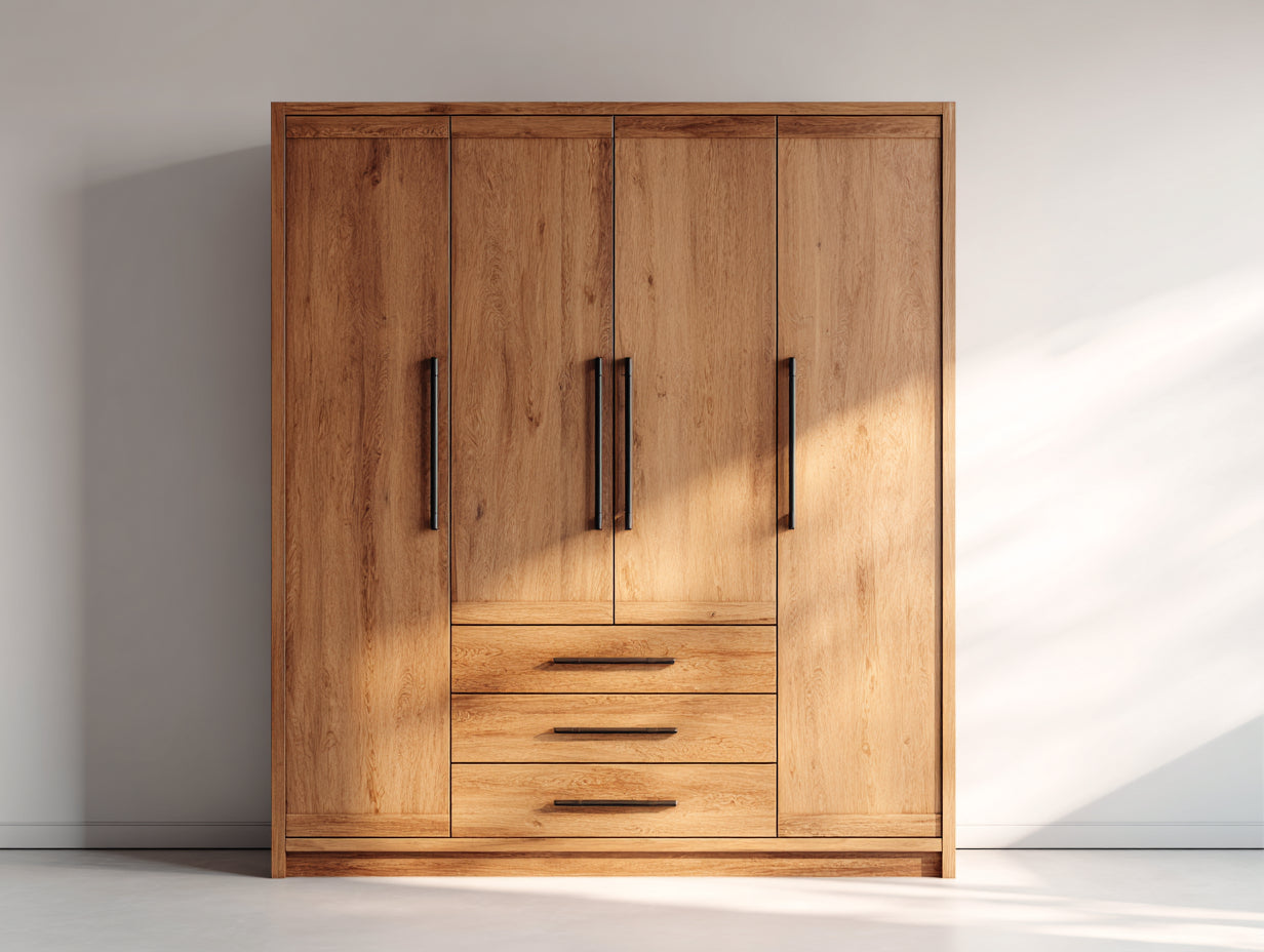 Armadio-Legno ingegnerizzato-178x60x210 cm-Rovere caldo-Stile moderno