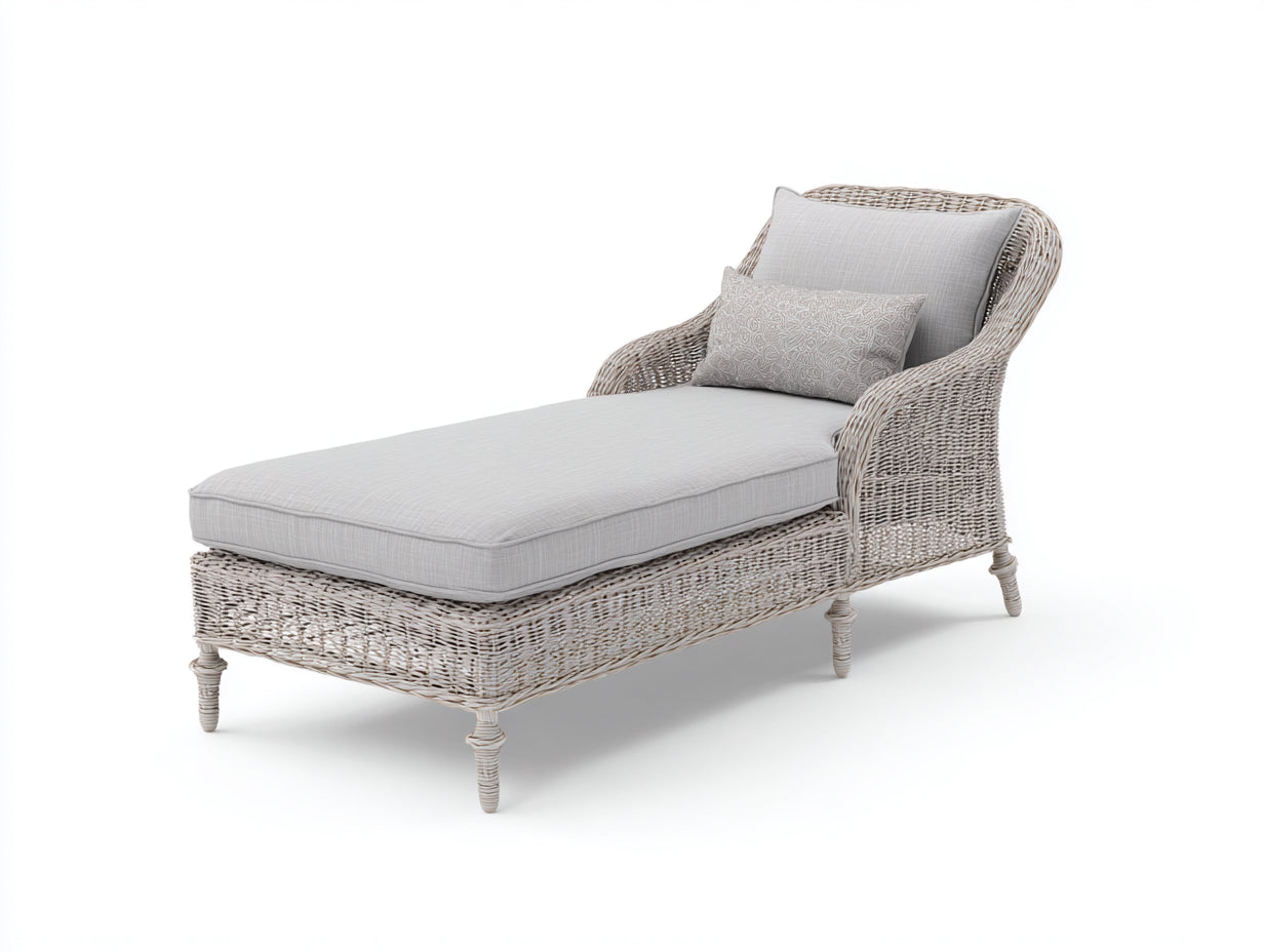 Lettino prendisole - Rattan-Tessuto - 190x75x90 cm - Grigio chiaro - Classico