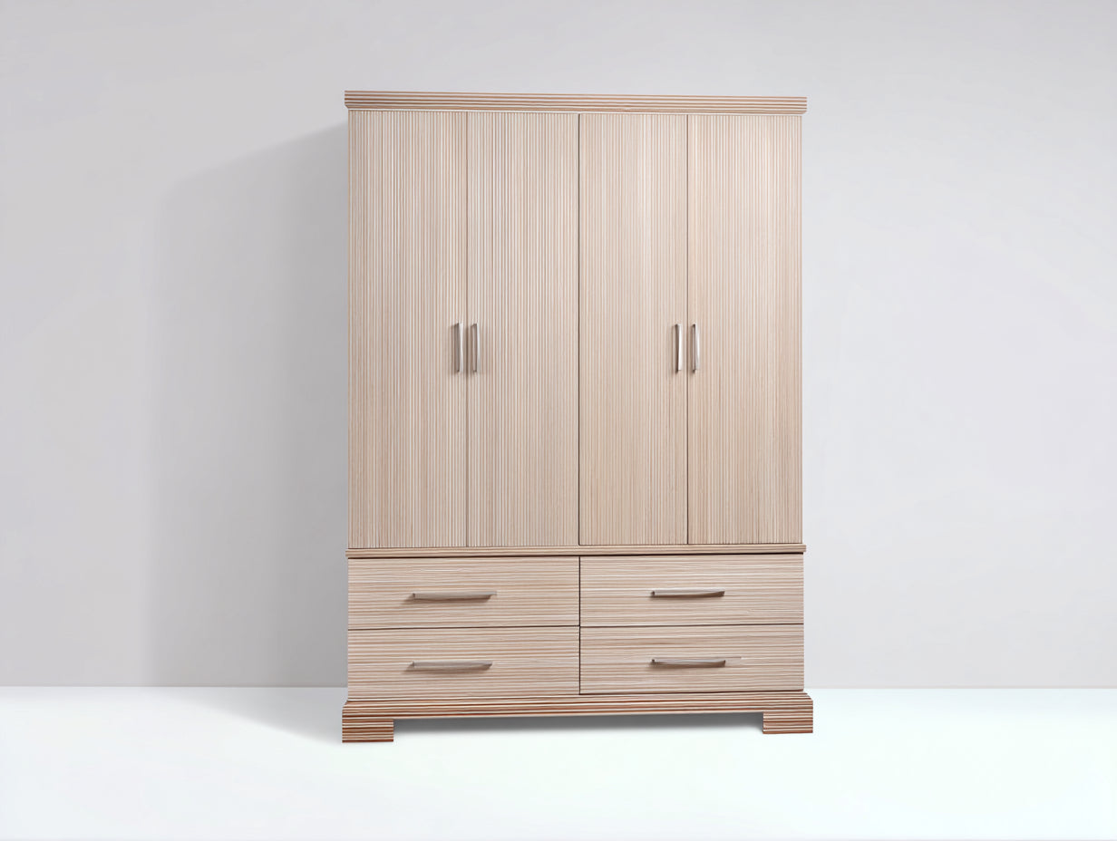 Armadio-Legno ingegnerizzato-156x57x204 cm-Rovere perlato-Stile contemporaneo