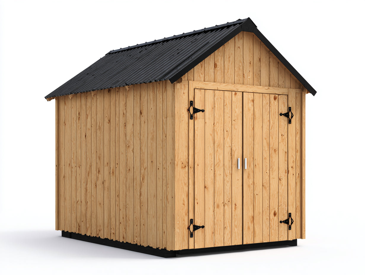 Casetta da giardino - Legno - 260x200x230 cm - Naturale-Nero - Deposito da esterno stile rustico