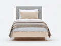 Letto singolo - Legno-Tessuto - 212x103x106 cm - Legno chiaro-Grigio - Moderno nordico