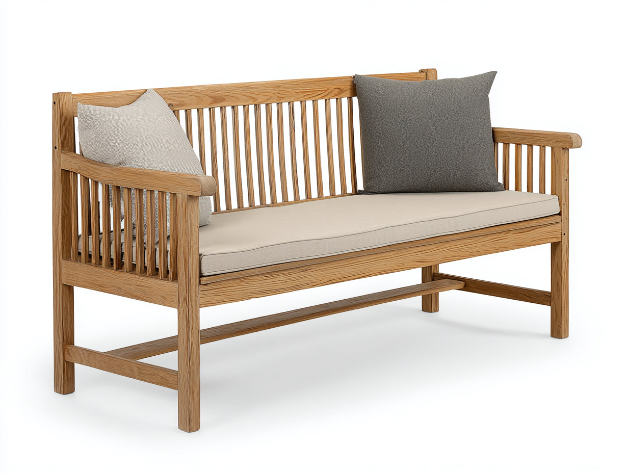 Panche da giardino - Legno-Tessuto - 160x61x89 cm - Naturale-Beige - Classico