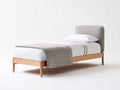 Letto singolo - Legno-Tessuto - 207x98x102 cm - Rovere naturale-Grigio tortora - Stile moderno