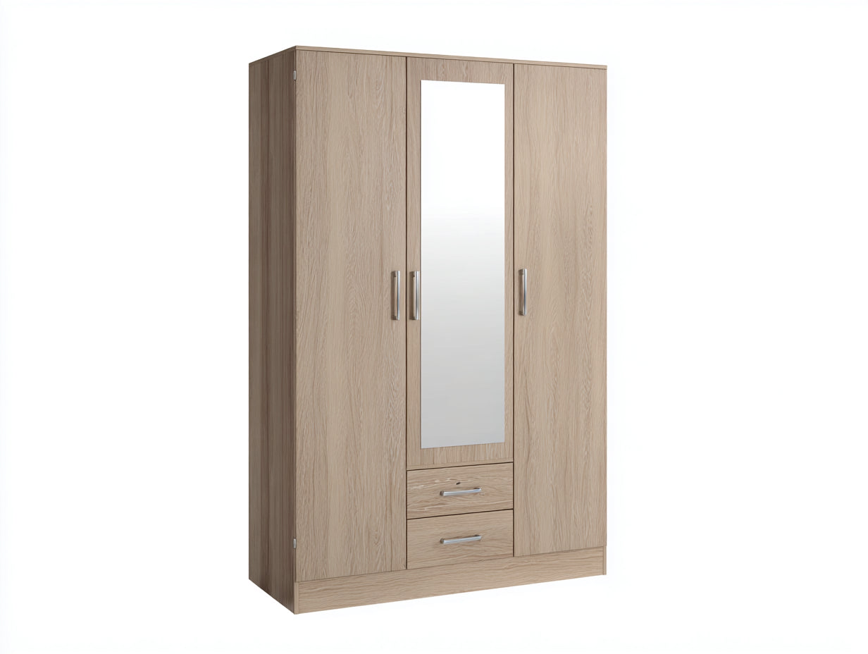 Armadio-Legno ingegnerizzato-Vetro-134x57x203 cm-Rovere tortora-Stile moderno