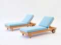 Lettino prendisole - Legno-Tessuto - 200x130x88 cm - Naturale-Azzurro - Moderno